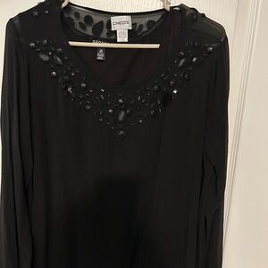 Chico's Black Jewel-Accented Blouse with skirt.